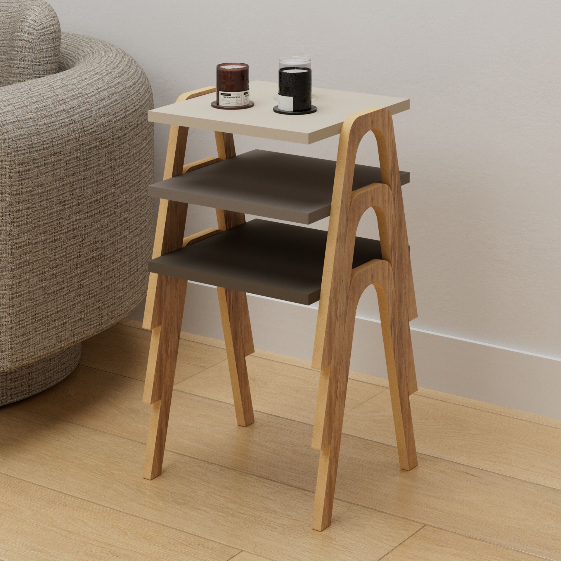 Como Zigon Sehpa Krem Cappuccino Kahve