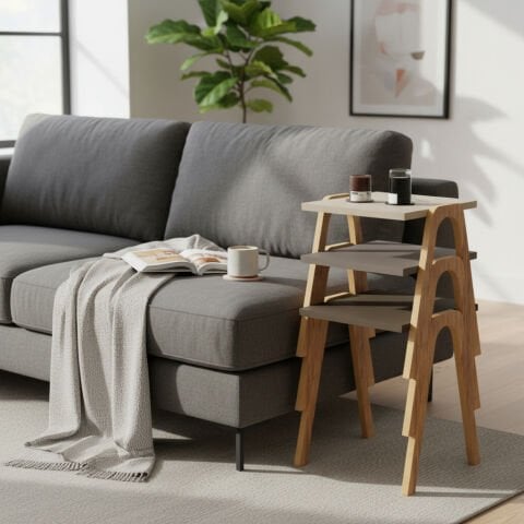 Como Zigon Sehpa Krem Cappuccino Kahve