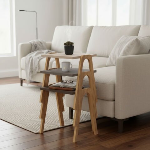 Como Zigon Sehpa Krem Cappuccino Kahve