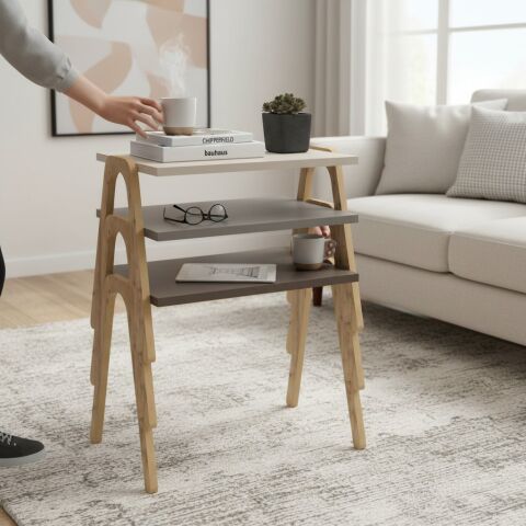 Como Zigon Sehpa XL Krem Cappuccino Kahve