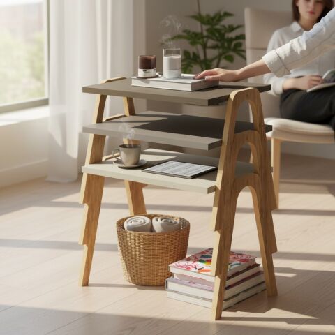 Como Zigon Sehpa XL Krem Cappuccino Kahve