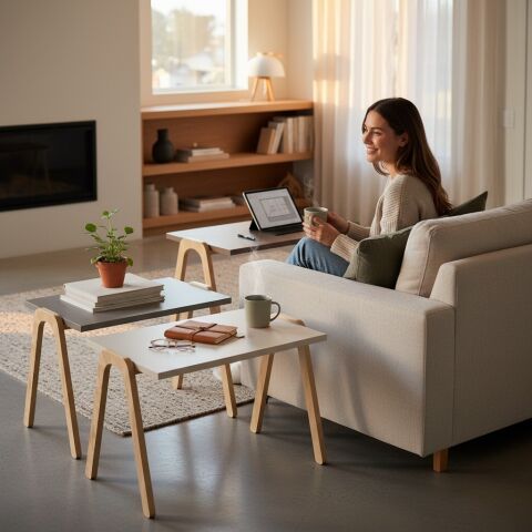 Como Zigon Sehpa XL Krem Cappuccino Kahve