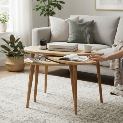 Spline Zigon Sehpa Meşe