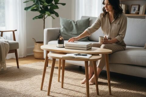 Spline Zigon Sehpa Meşe