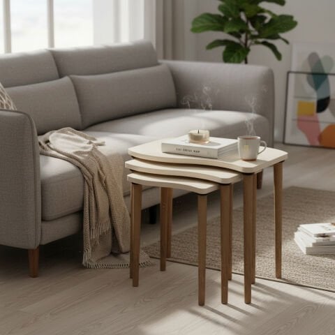 Gofrato Zigon Sehpa Krem