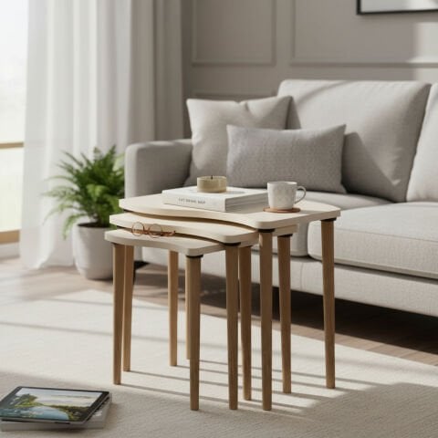 Gofrato Zigon Sehpa Krem