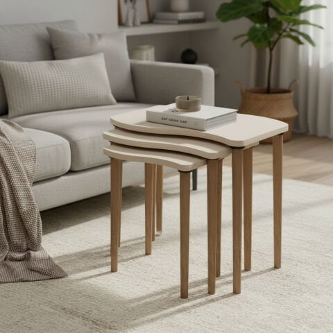 Gofrato Zigon Sehpa Krem