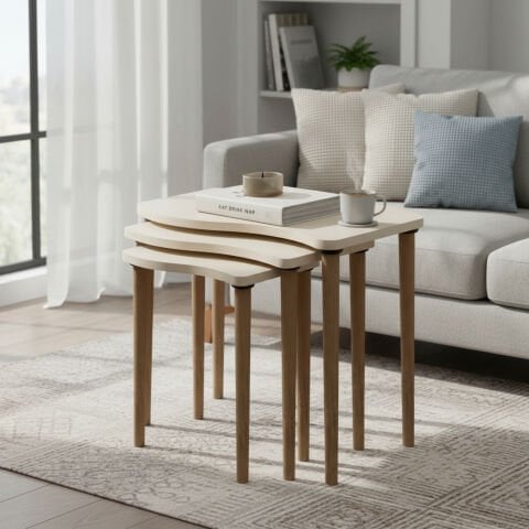 Gofrato Zigon Sehpa Krem