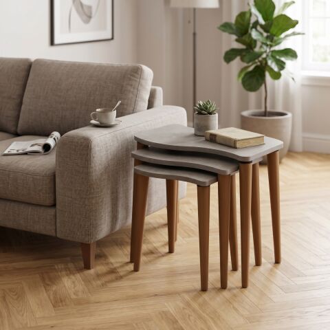 Gofrato Zigon Sehpa Beton Desen