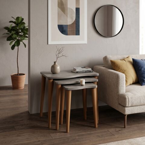 Gofrato Zigon Sehpa Beton Desen