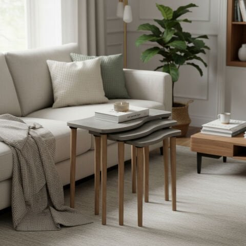 Gofrato Zigon Sehpa Beton Desen