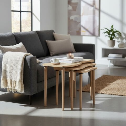 Gofrato Zigon Sehpa Meşe