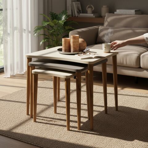 Nero Zigon Sehpa Krem Cappuccino Krem