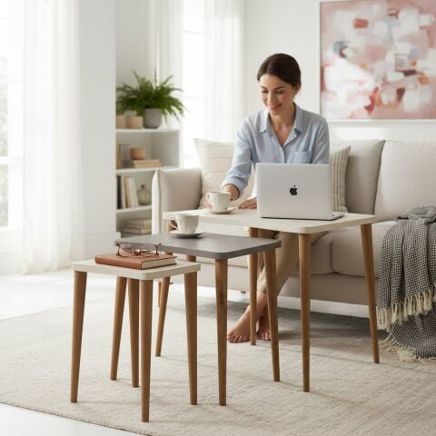 Nero Zigon Sehpa Krem Cappuccino Krem