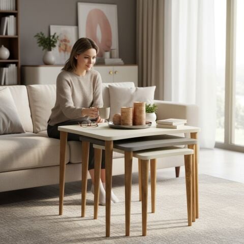 Nero Zigon Sehpa Krem Cappuccino Krem