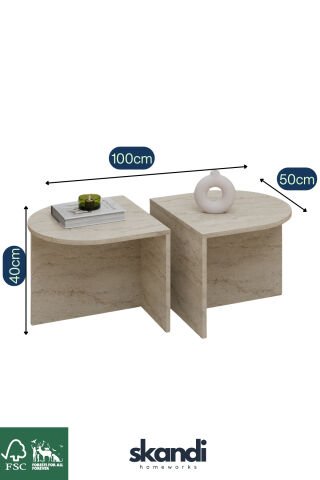 Twins Orta Sehpa Traverten