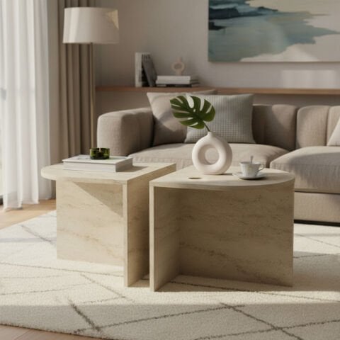 Twins Orta Sehpa Traverten