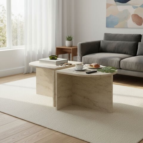 Twins Orta Sehpa Traverten