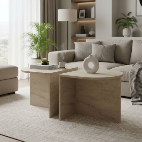 Twins Orta Sehpa Traverten