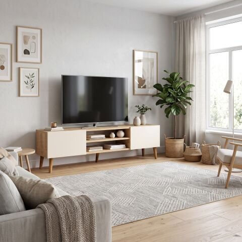 Plane Tv Ünitesi 150cm Meşe Krem