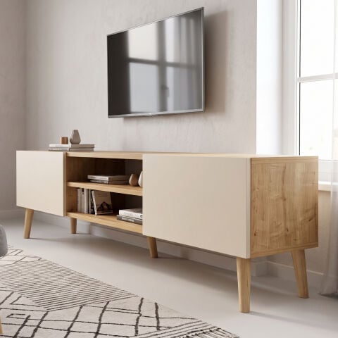 Plane Tv Ünitesi 150cm Meşe Krem