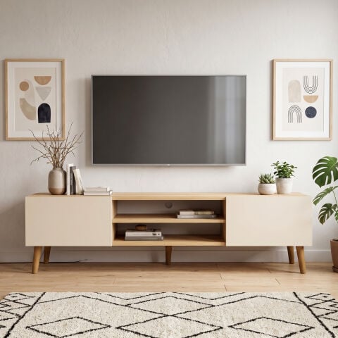 Plane Tv Ünitesi 150cm Meşe Krem