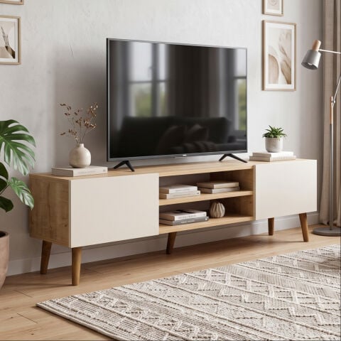 Plane Tv Ünitesi 150cm Meşe Krem