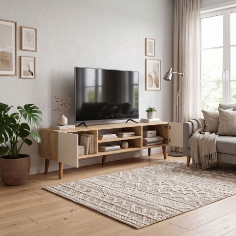 Plane Tv Ünitesi 150cm Meşe Krem