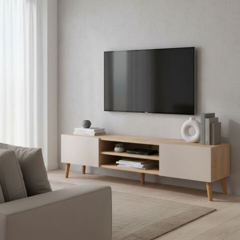 Plane Tv Ünitesi 150cm Meşe Krem