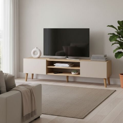 Plane Tv Ünitesi 150cm Meşe Krem