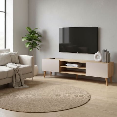 Plane Tv Ünitesi 150cm Meşe Krem