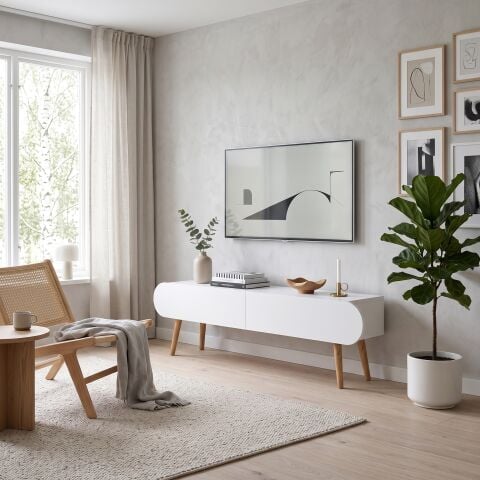 Lotus Tv Sehpası Beyaz