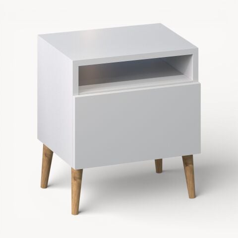 Luce Kapaklı Yan Sehpa Beyaz