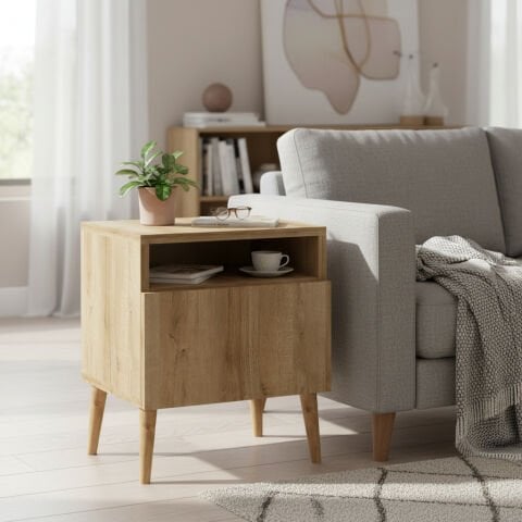 Luce Kapaklı Yan Sehpa Meşe