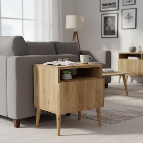 Luce Kapaklı Yan Sehpa Meşe