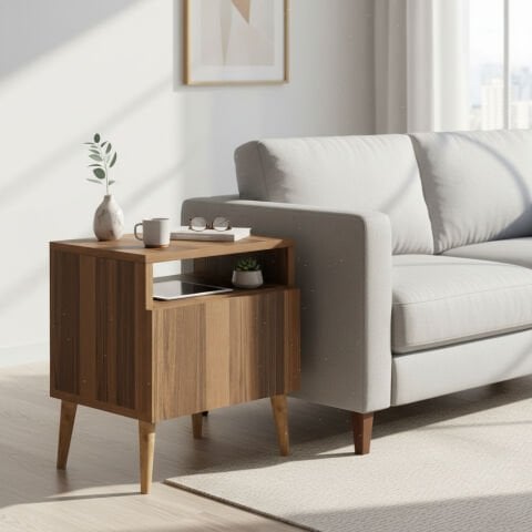 Luce Kapaklı Yan Sehpa Ceviz