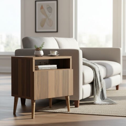 Luce Kapaklı Yan Sehpa Ceviz