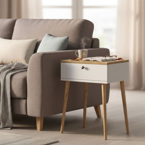 Vien Yan Sehpa Beyaz Meşe