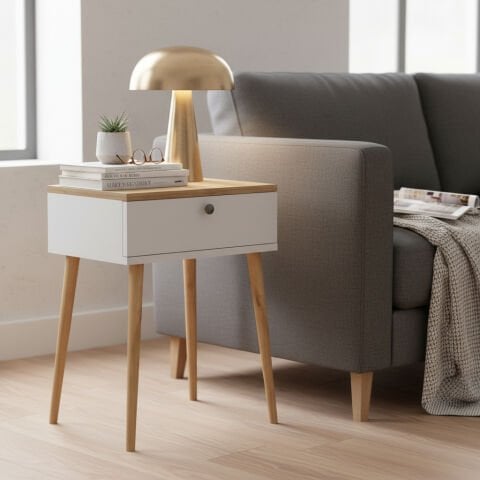 Vien Yan Sehpa Beyaz Meşe