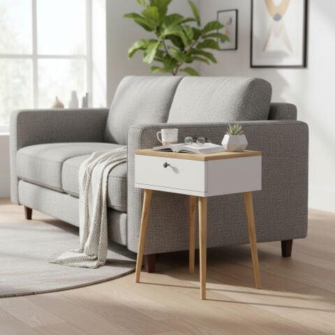 Vien Yan Sehpa Beyaz Meşe