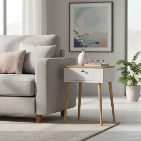 Vien Yan Sehpa Beyaz Meşe