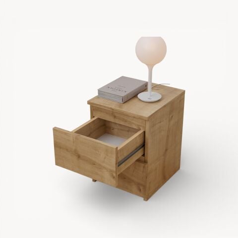 Fly Yan Sehpa Çekmeceli Meşe