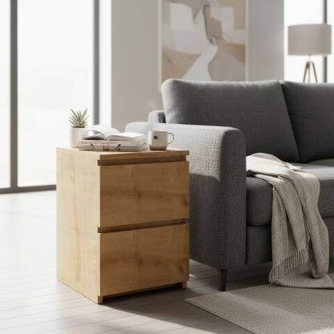 Fly Yan Sehpa Çekmeceli Meşe