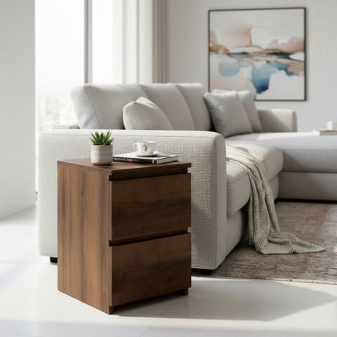 Fly Yan Sehpa Çekmeceli Ceviz