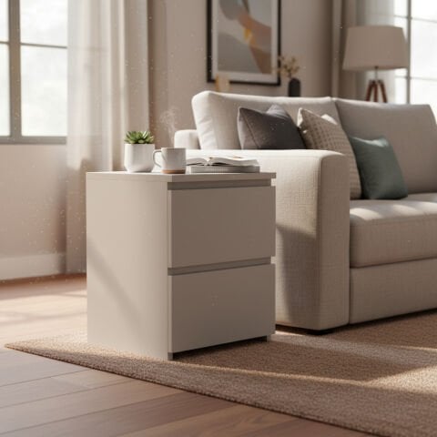 Fly Yan Sehpa Çekmeceli Beyaz