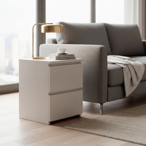 Fly Yan Sehpa Çekmeceli Beyaz