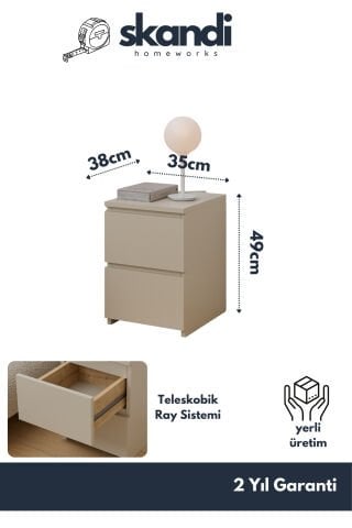 Fly Yan Sehpa Çekmeceli Krem