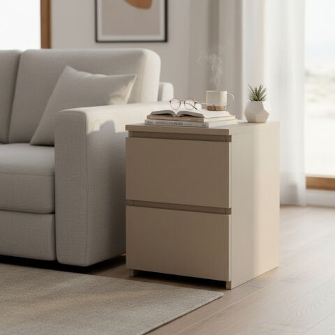 Fly Yan Sehpa Çekmeceli Krem