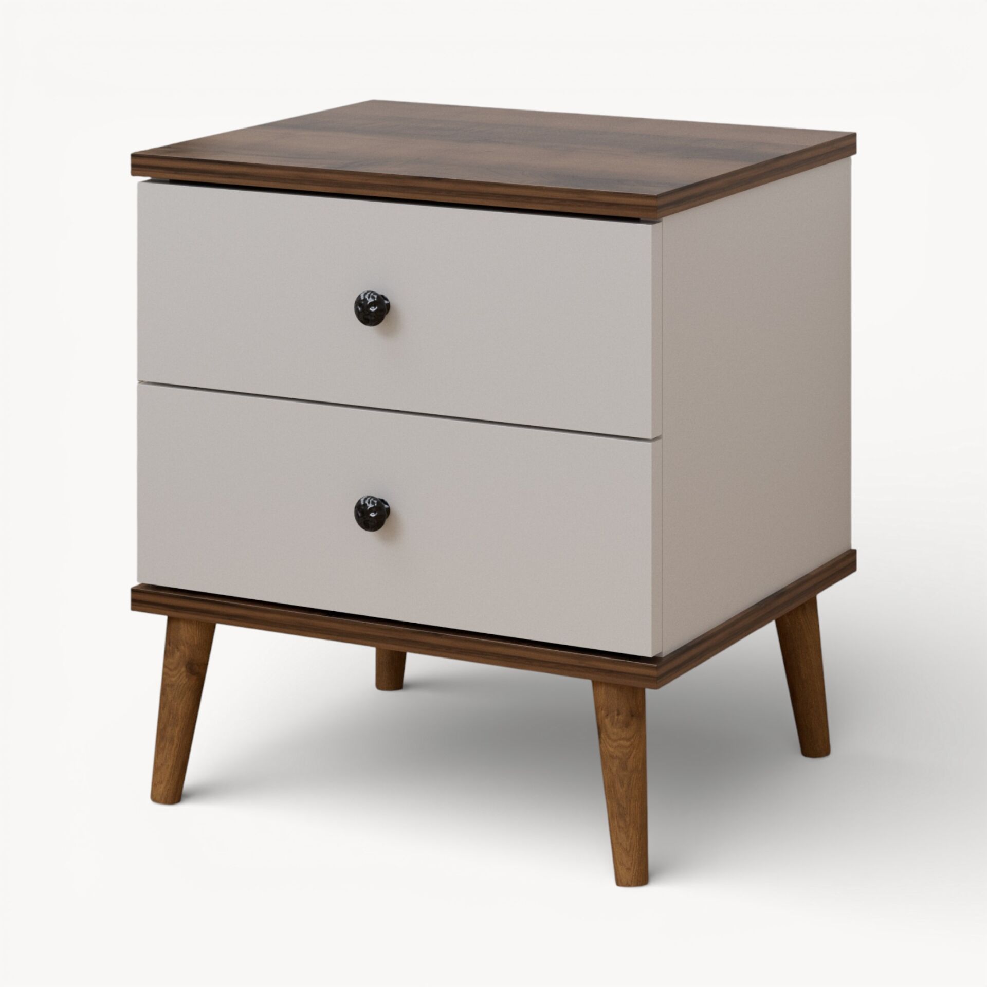 Luce Yan Sehpa Çekmeceli Beyaz Ceviz