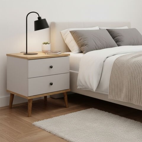 Luce Çekmeceli Komodin Beyaz Meşe